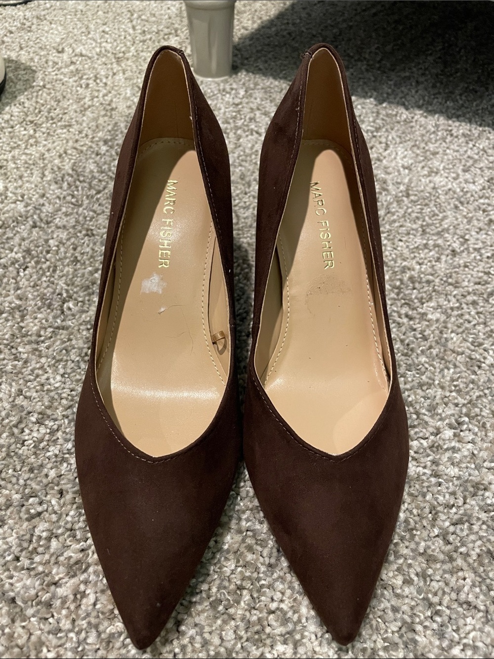 Marc Fisher Dark Brown Suede Pointed-Toe Heels